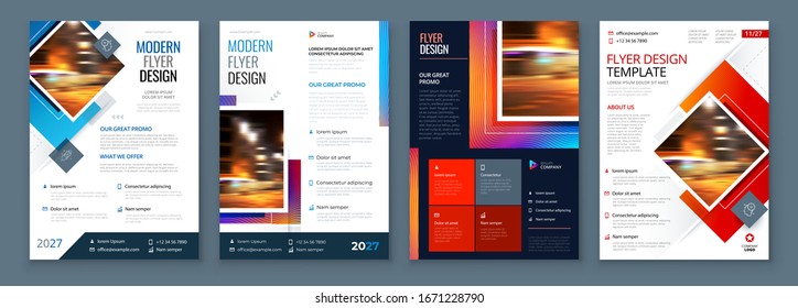 Flyer Template Layout Design. Corporate Business Flyer, Brochure, Annual Report, Catalog, Magazine Mockup. Creative Modern Bright Flyer Concept with Square Shapes