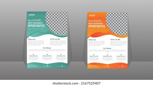 Flyer Template Layout Design. Corporate Business Flyer Mock Up. Creative Modern Vector Flyer Concept With Organic Abstract Shapes On Background