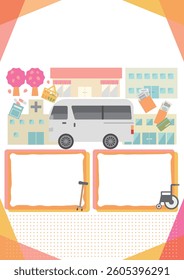 Flyer template material with illustration of nursing care taxi