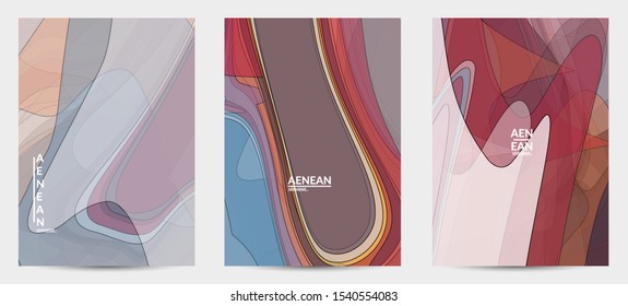 Flyer template with pastel colored  transparent overlapping shapes creating vector mixture of acrylic paint or watercolor effect. Marble texture flat colors simple organic shapes. Nature earth design.