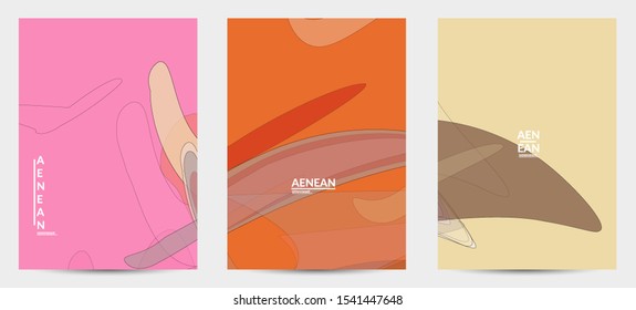 Flyer template with pastel colored  transparent overlapping shapes creating vector mixture of acrylic paint or watercolor effect. Marble texture flat colors simple organic shapes. Nature earth design.