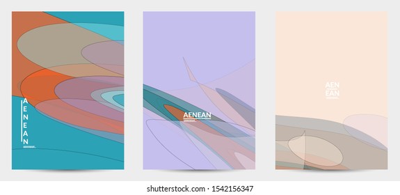 Flyer template with pastel colored  transparent overlapping shapes creating vector mixture of acrylic paint or watercolor effect. Marble texture flat colors simple organic shapes. Nature earth design.