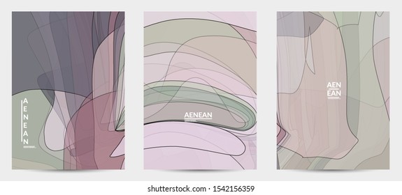 Flyer template with pastel colored  transparent overlapping shapes creating vector mixture of acrylic paint or watercolor effect. Marble texture flat colors simple organic shapes. Nature earth design.