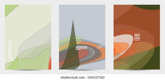 Flyer template with pastel colored  transparent overlapping shapes creating vector mixture of acrylic paint or watercolor effect. Marble texture flat colors simple organic shapes. Nature earth design.