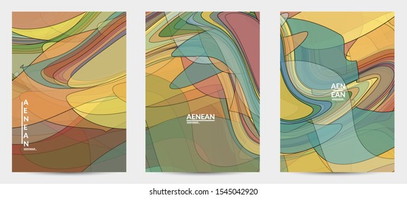 Flyer template with pastel colored  transparent overlapping shapes creating vector mixture of acrylic paint or watercolor effect. Marble texture flat colors simple organic shapes. Nature earth design.