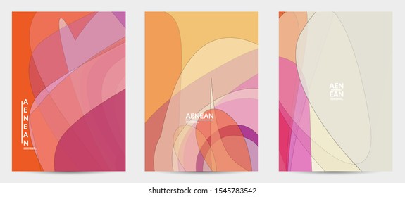 Flyer template with pastel colored  transparent overlapping shapes creating vector mixture of acrylic paint or watercolor effect. Marble texture flat colors simple organic shapes. Nature earth design.