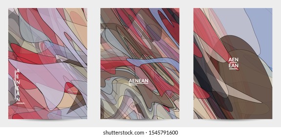 Flyer template with pastel colored  transparent overlapping shapes creating vector mixture of acrylic paint or watercolor effect. Marble texture flat colors simple organic shapes. Nature earth design.