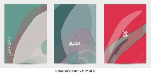 Flyer template with pastel colored  transparent overlapping shapes creating vector mixture of acrylic paint or watercolor effect. Marble texture flat colors simple organic shapes. Nature earth design.