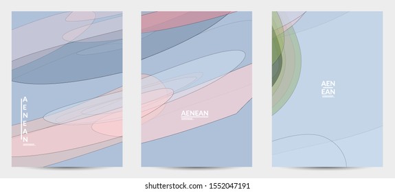 Flyer template with pastel colored  transparent overlapping shapes creating vector mixture of acrylic paint or watercolor effect. Marble texture flat colors simple organic shapes. Nature earth design.