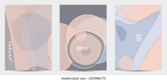 Flyer template with pastel colored  transparent overlapping shapes creating vector mixture of acrylic paint or watercolor effect. Marble texture flat colors simple organic shapes. Nature earth design.