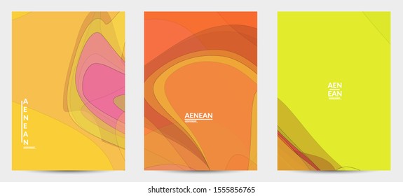 Flyer template with pastel colored  transparent overlapping shapes creating vector mixture of acrylic paint or watercolor effect. Marble texture flat colors simple organic shapes. Nature earth design.