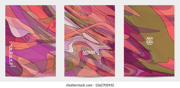 Flyer template with pastel colored  transparent overlapping shapes creating vector mixture of acrylic paint or watercolor effect. Marble texture flat colors simple organic shapes. Nature earth design.