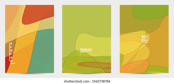 Flyer template with pastel colored  transparent overlapping shapes creating vector mixture of acrylic paint or watercolor effect. Marble texture flat colors simple organic shapes. Nature earth design.