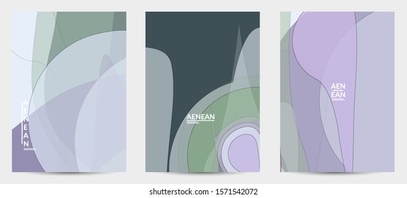 Flyer template with pastel colored  transparent overlapping shapes creating vector mixture of acrylic paint or watercolor effect. Marble texture flat colors simple organic shapes. Nature earth design.