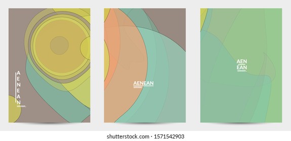 Flyer template with pastel colored  transparent overlapping shapes creating vector mixture of acrylic paint or watercolor effect. Marble texture flat colors simple organic shapes. Nature earth design.
