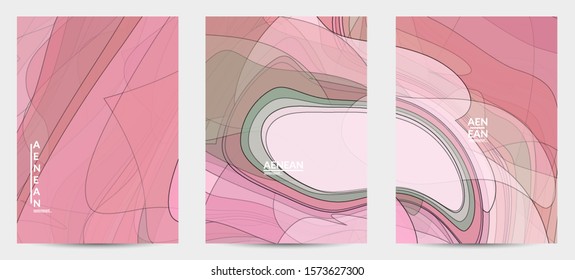 Flyer template with pastel colored  transparent overlapping shapes creating vector mixture of acrylic paint or watercolor effect. Marble texture flat colors simple organic shapes. Nature earth design.
