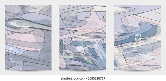 Flyer template with pastel colored  transparent overlapping shapes creating vector mixture of acrylic paint or watercolor effect. Marble texture flat colors simple organic shapes. Nature earth design.