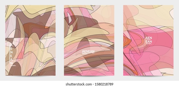 Flyer template with pastel colored  transparent overlapping shapes creating vector mixture of acrylic paint or watercolor effect. Marble texture flat colors simple organic shapes. Nature earth design.
