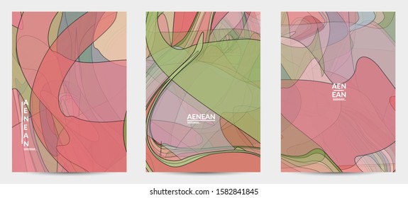 Flyer template with pastel colored  transparent overlapping shapes creating vector mixture of acrylic paint or watercolor effect. Marble texture flat colors simple organic shapes. Nature earth design.