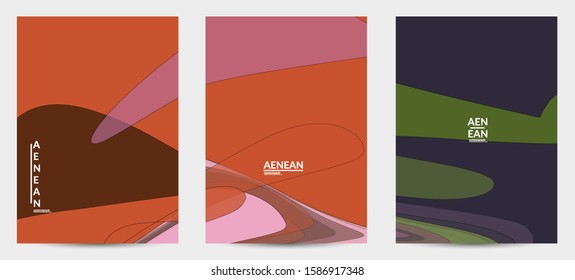 Flyer template with pastel colored  transparent overlapping shapes creating vector mixture of acrylic paint or watercolor effect. Marble texture flat colors simple organic shapes. Nature earth design.