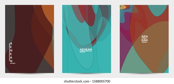 Flyer template with pastel colored  transparent overlapping shapes creating vector mixture of acrylic paint or watercolor effect. Marble texture flat colors simple organic shapes. Nature earth design.
