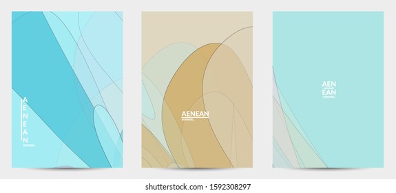 Flyer template with pastel colored  transparent overlapping shapes creating vector mixture of acrylic paint or watercolor effect. Marble texture flat colors simple organic shapes. Nature earth design.