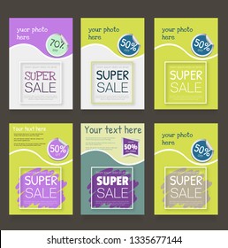 flyer template with place for text and sticker big discount. sale promo banner vector format