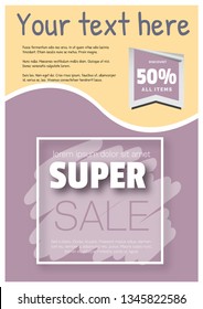 flyer template with place for text and sticker big discount. sale promo banner vector format