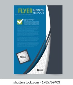 Flyer template. Poster or brochure design for business, education, advertisement, annual report cover. Vector illustration. Blue and green color.