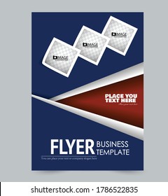 Flyer template. Poster or brochure design for business, education, advertisement, annual report cover. Vector illustration. Blue and red color.