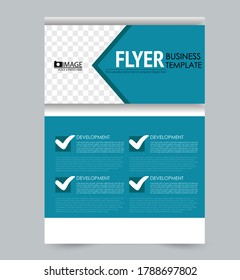 Flyer template. Poster or brochure design for business, education, advertisement, annual report cover. Vector illustration. Blue color.