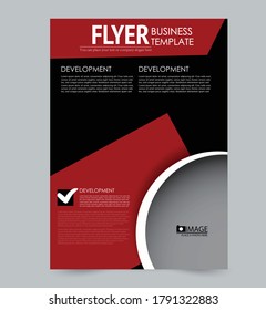 Flyer template. Poster or brochure design for business, education, advertisement, annual report cover. Vector illustration. Red and black color.