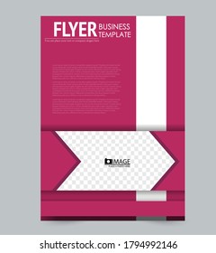 Flyer template. Poster or brochure design for business, education, advertisement, annual report cover. Vector illustration. Pink color.
