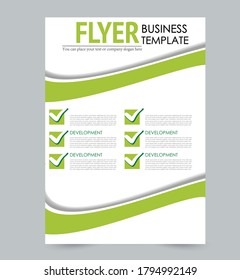 Flyer template. Poster or brochure design for business, education, advertisement, annual report cover. Vector illustration. Green color.