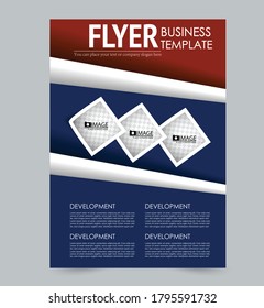 Flyer template. Poster or brochure design for business, education, advertisement, annual report cover. Vector illustration. Blue and red color.