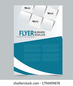 Flyer template. Poster or brochure design for business, education, advertisement, annual report cover. Vector illustration. Blue color.