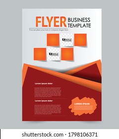 Flyer template. Poster or brochure design for business, education, advertisement, annual report cover. Vector illustration. Orange and red color.