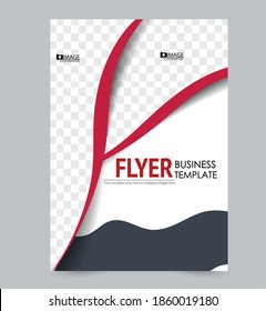 Flyer template. Poster or brochure design for business, education, advertisement, annual report cover. Vector illustration. Red and gray color.