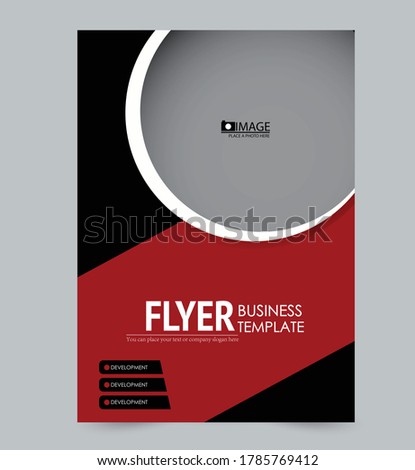 Flyer template. Poster or brochure design for business, education, advertisement, annual report cover. Vector illustration. Red and black color.