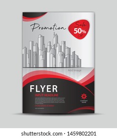 Flyer template for promotion, leaflet design, brochure layout, cover design, annual report cover, modern concept design, red and black background, vector Eps10