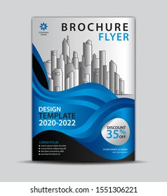Flyer template for promotion, leaflet design, brochure layout, cover design, annual report cover, modern concept design, Blue wave background, vector Eps10