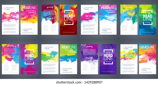 flyer template set folder big bundle set of bright vector colorful watercolor background useful for any project where a platter of color makes the difference for poster brochure or flyer flyer templat