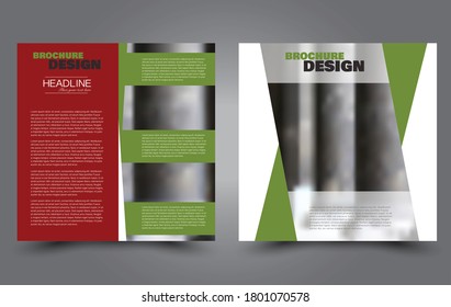 Flyer template. Square brochure design. Social media business promotion poster layout. Simple geometric background. Red and green color. Vector illustration.