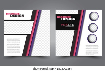Flyer template. Square brochure design. Social media business promotion poster layout. Simple geometric background. Purple and pink color. Vector illustration.