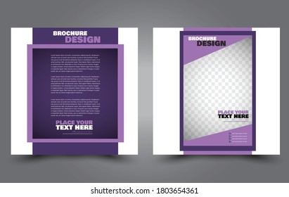 Flyer template. Square brochure design. Social media business promotion poster layout. Simple geometric background. Purple color. Vector illustration.