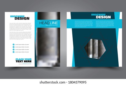 Flugschablone. Quadratisches Broschürendesign. Werbeplakat für Social-Media-Unternehmen. Einfaches geometrisches Hintergrundbild. Blau. Vektorgrafik.