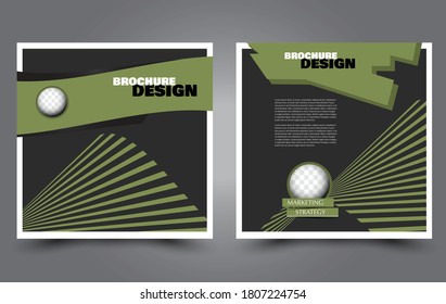 Flyer template. Square brochure design. Social media business promotion poster layout. Simple geometric background. Black and green color. Vector illustration.