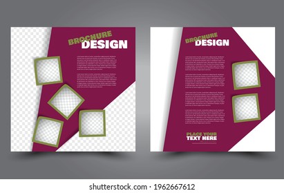 Flyer template. Square brochure design. Social media business promotion poster layout. Simple geometric background. Magenta and green color. Vector illustration.