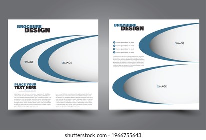 Plantilla de volante. Diseño de folletos cuadrados. Diseño de afiches de promoción de negocios en medios sociales. Fondo geométrico simple. Color azul. Ilustración vectorial.