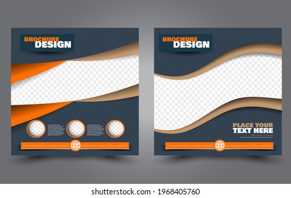 Flyer template. Square brochure design. Social media business promotion poster layout. Simple geometric background. Vector illustration.